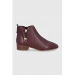 Aldo Cizme de piele femei, culoarea bordo, cu toc plat