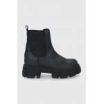 Steve Madden Ghete Chelsea de piele femei, culoarea negru, cu toc plat