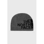 The North Face Beanie cu două fețe culoarea gri, din tesatura neteda