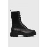 Wojas Bocanci de piele femei, culoarea negru, cu toc plat