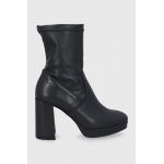 Wojas Cizme de piele femei, culoarea negru, cu toc drept