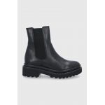 Aldo Ghete Chelsea de piele femei, culoarea negru, cu toc plat