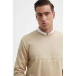 Armani Exchange hanorac de bumbac barbati, culoarea bej, cu imprimeu
