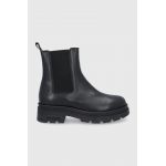 Trussardi Ghete Chelsea de piele femei, culoarea negru, cu toc plat