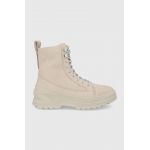 Vagabond Shoemakers Bocanci de piele femei, culoarea galben, cu toc plat, izolat