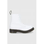 Dr. Martens bocanci de piele femei, culoarea alb, cu toc plat 26802543-Optical.Wh