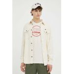G-Star Raw camasa din bumbac barbati, culoarea bej, cu guler clasic, slim