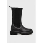 Mustang Ghete Chelsea de piele femei, culoarea negru, cu toc plat, izolare usoara