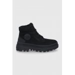 Palladium Cizme de piele femei, culoarea negru, cu platformă, izolare usoara