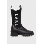 Karl Lagerfeld Ghete Chelsea de piele femei, culoarea negru, cu platformă