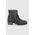 Superdry Cizme de piele femei, culoarea verde, cu toc drept