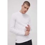 Superdry Longsleeve din bumbac culoarea alb, material neted