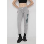 Superdry Pantaloni femei, culoarea gri, cu imprimeu