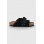 Birkenstock papuci din piele Kyoto femei, culoarea negru