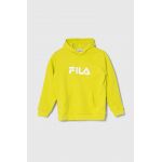 Fila bluza copii culoarea verde, cu glugă, cu imprimeu