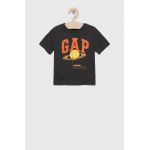 GAP tricou de bumbac pentru copii culoarea negru, cu imprimeu