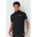 HUGO polo de bumbac culoarea negru, cu imprimeu 50466202
