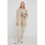Pepe Jeans pantaloni femei, culoarea bej, jogger, medium waist