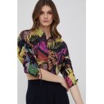 Desigual camasa din bumbac femei, culoarea negru, cu guler clasic, regular
