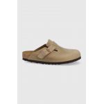 Birkenstock papuci din piele Boston femei, culoarea maro 960813-oil.tab.br