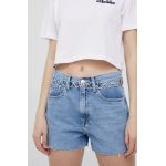 Tommy Jeans pantaloni scurti din bumbac Bf0012 femei, neted, high waist