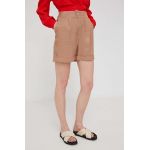 Answear Lab pantaloni scurti femei, culoarea bej, neted, high waist