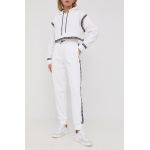 MICHAEL Michael Kors pantaloni de trening femei, culoarea alb, cu imprimeu