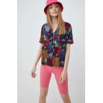 Superdry camasa femei, culoarea albastru marin, cu guler clasic, relaxed