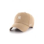 47brand șapcă MLB New York Yankees culoarea bej, cu imprimeu  B-BSRNR17GWS-KH