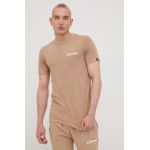 Ellesse tricou din bumbac culoarea maro, cu imprimeu SHM13143-GREEN