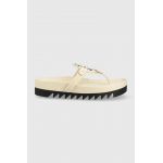 Tory Burch slapi de piele femei, culoarea bej, cu platforma