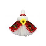 Lumanare botez traditionala Rosie cu ciucurasi, en-gros