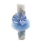 Lumanare eleganta pentru botez culoare bleu, en-gros