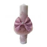 Lumanare eleganta pentru botez culoare roz somon, en-gros