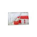 Trusou botez complet pentru fete, 7 piese, dantela rosie, en-gros