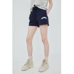 Champion pantaloni scurti 114967 femei, culoarea albastru marin, cu imprimeu, high waist