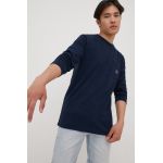 HUF longsleeve din bumbac culoarea albastru marin, cu imprimeu