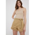 Pepe Jeans pantaloni scurti din bumbac Kaylee Short femei, culoarea verde, neted, high waist