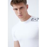 EA7 Emporio Armani tricou Training barbati, culoarea alb, cu imprimeu