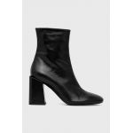 Furla cizme de piele Block Boot femei, culoarea negru, cu toc drept