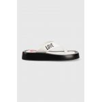 Love Moschino slapi de piele femei, culoarea alb, cu platforma