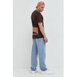 HUF tricou din bumbac X Trasher culoarea maro, cu imprimeu