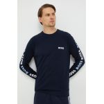 BOSS hanorac de bumbac barbati, culoarea albastru marin, cu imprimeu