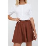 Sisley fusta din bumbac culoarea maro, mini, evazati