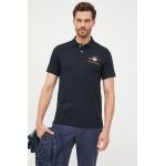 Gant polo de bumbac culoarea negru, cu imprimeu