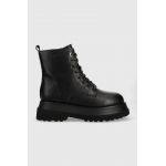 GOE bocanci de piele femei, culoarea negru, cu platforma