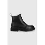 GOE cizme de piele femei, culoarea negru, cu toc plat