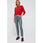 PS Paul Smith pantaloni din amestec de in femei, culoarea verde, fason chinos, medium waist