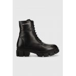 Karl Lagerfeld bocanci de piele Aria femei, culoarea negru, cu toc plat