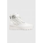Karl Lagerfeld bocanci Trekka Ii femei, culoarea alb, cu platforma